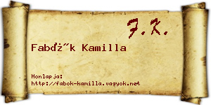Fabók Kamilla névjegykártya